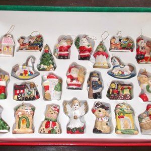 Vintage 1980s K-Mart Porcelain Christmas Ornaments 24 in Original Box